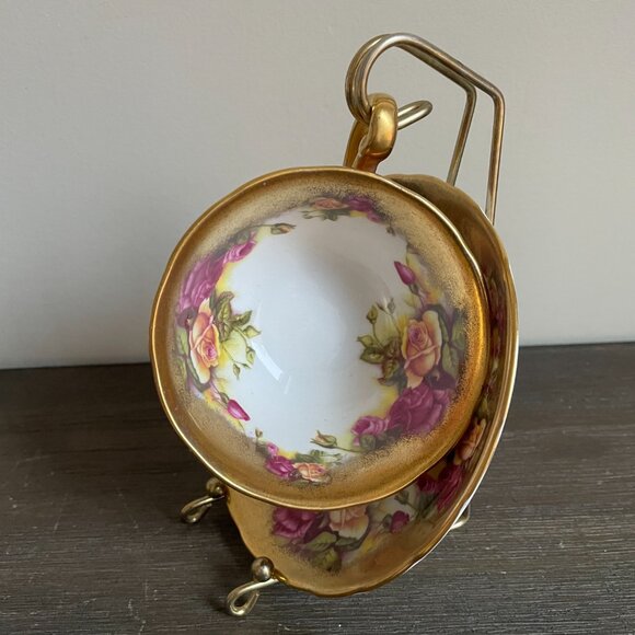 Royal Chelsea Golden Rose Teacup & Saucer - Picture 6 of 15